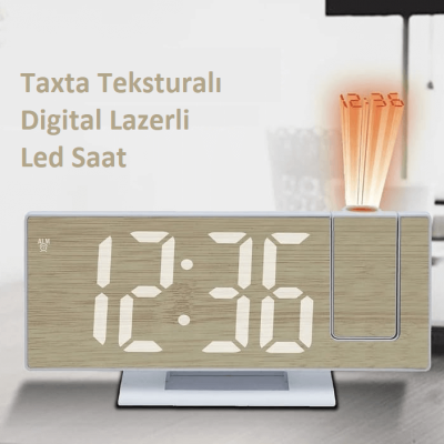 Taxta Teksturalı Lazerli Saat