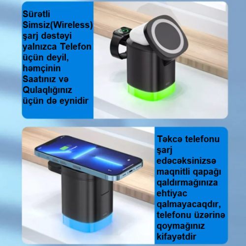 3-lü şarj aləti simsiz(wireless)